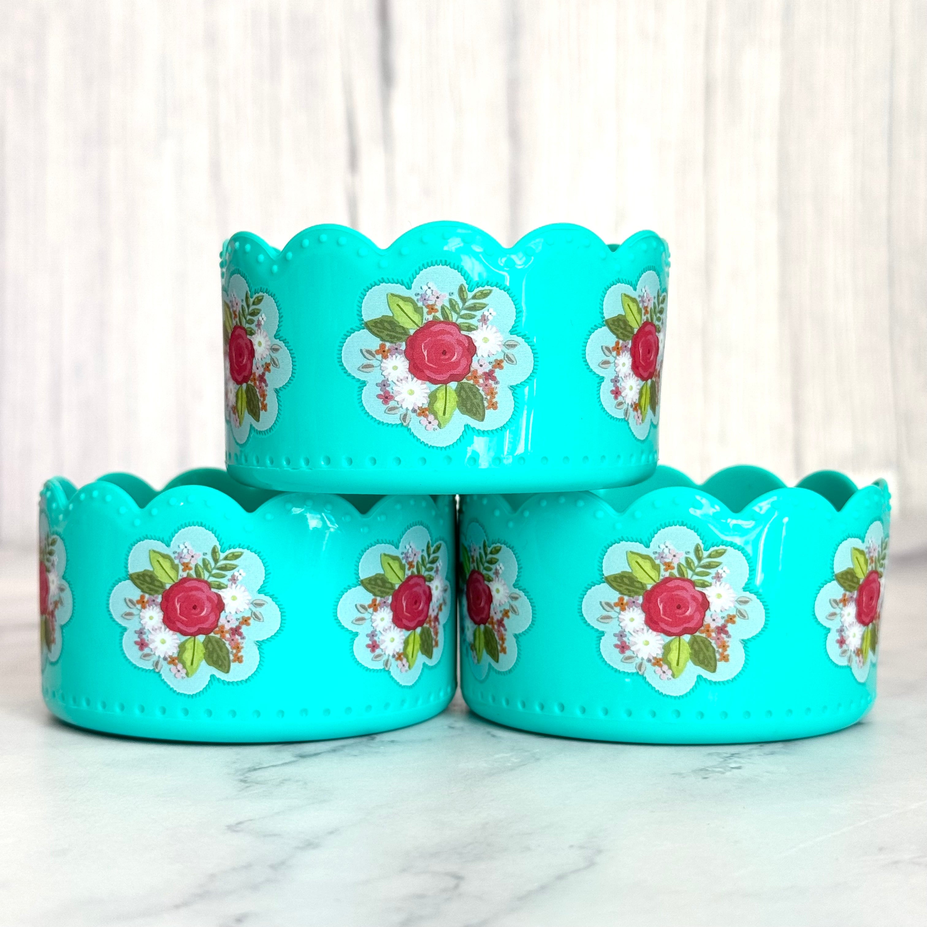 Opal Blue Floral Scallop  Boot
