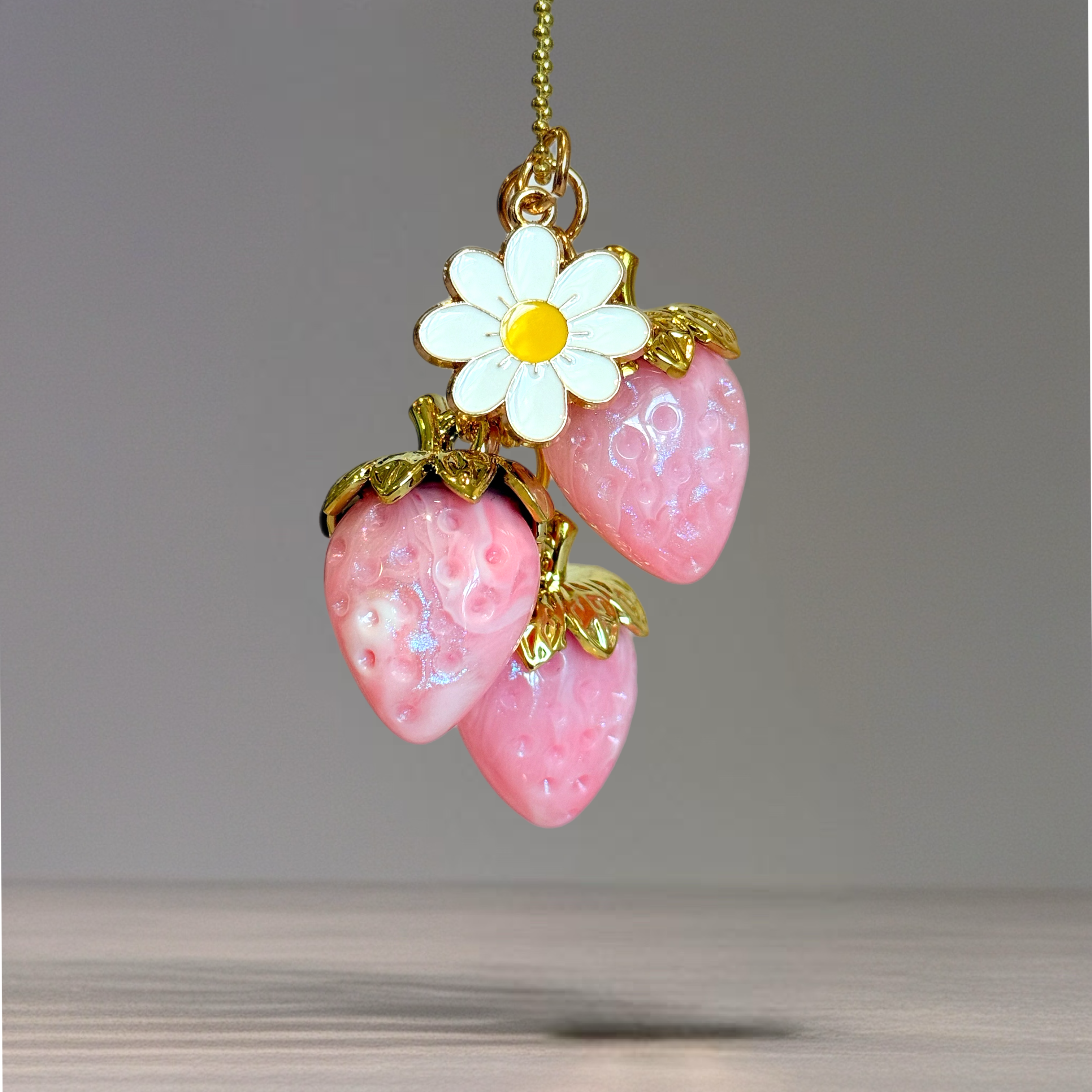 Pink Strawberry Charm - Tumbler Handle Charm