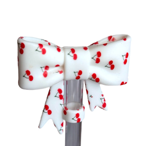 Cherries 3D Bow Straw Topper *Hydroprinted*