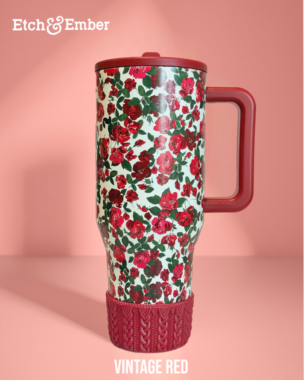 Vintage Red Macrame  Boot - fits 20-40oz
