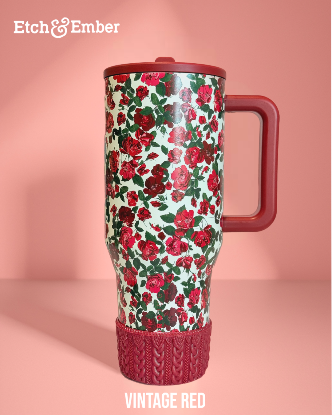 Vintage Red Macrame  Boot - fits 20-40oz