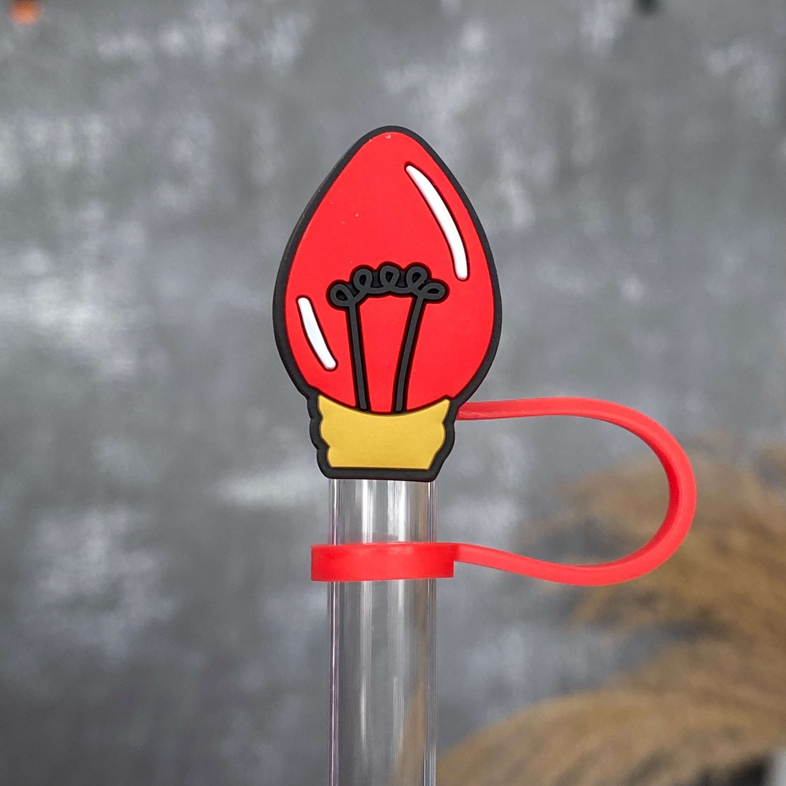 Christmas Light Straw Topper- Red