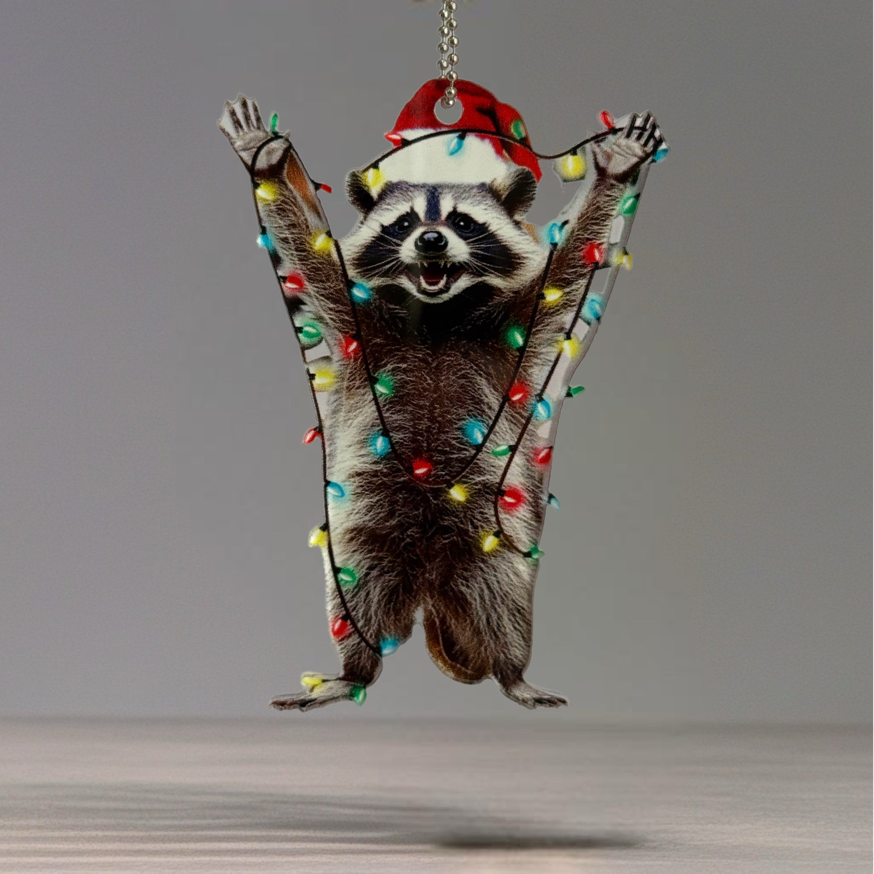 Christmas Lights Raccoon Charm - Tumbler Handle Charm
