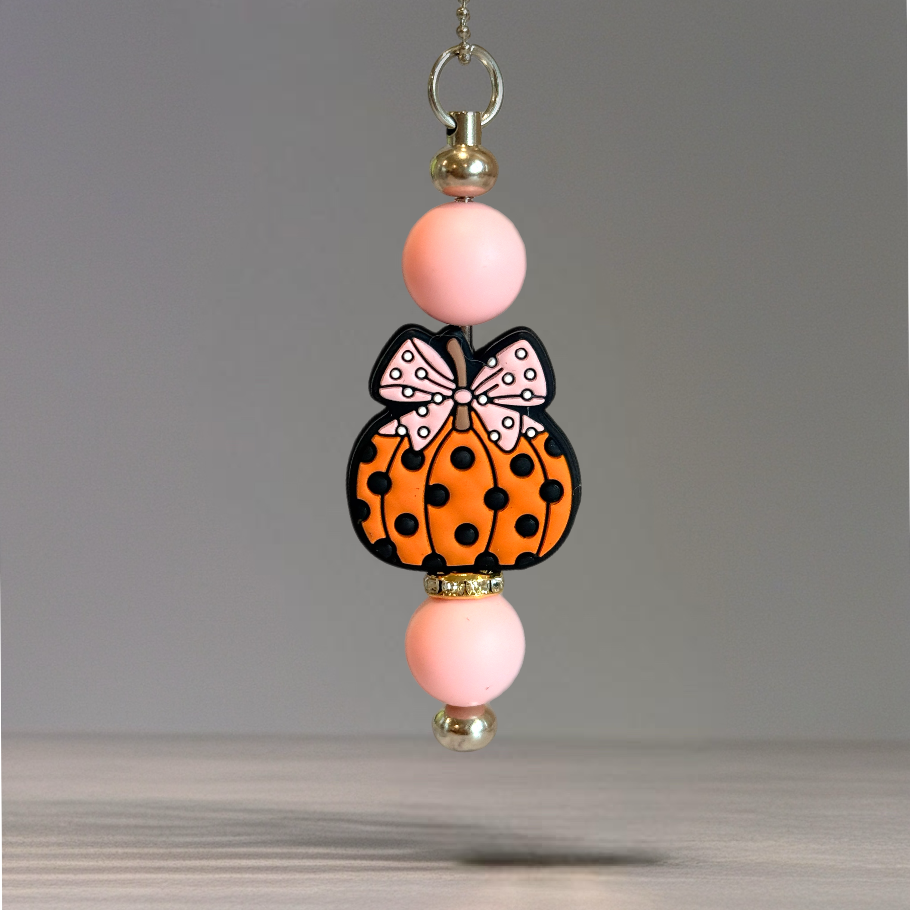 Pink Polka Dot Pumpkin Charm - Tumbler Handle Charm