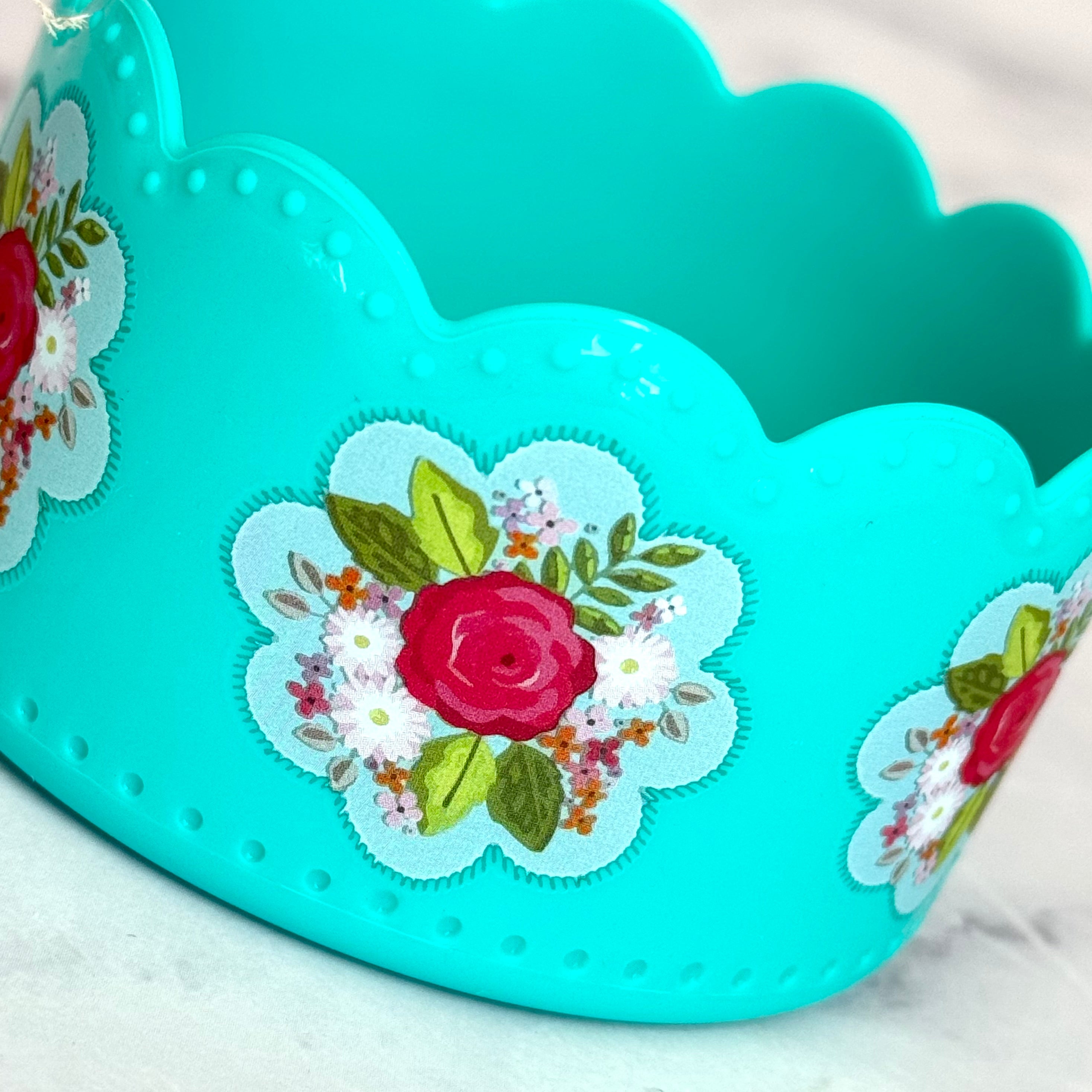 Opal Blue Floral Scallop  Boot