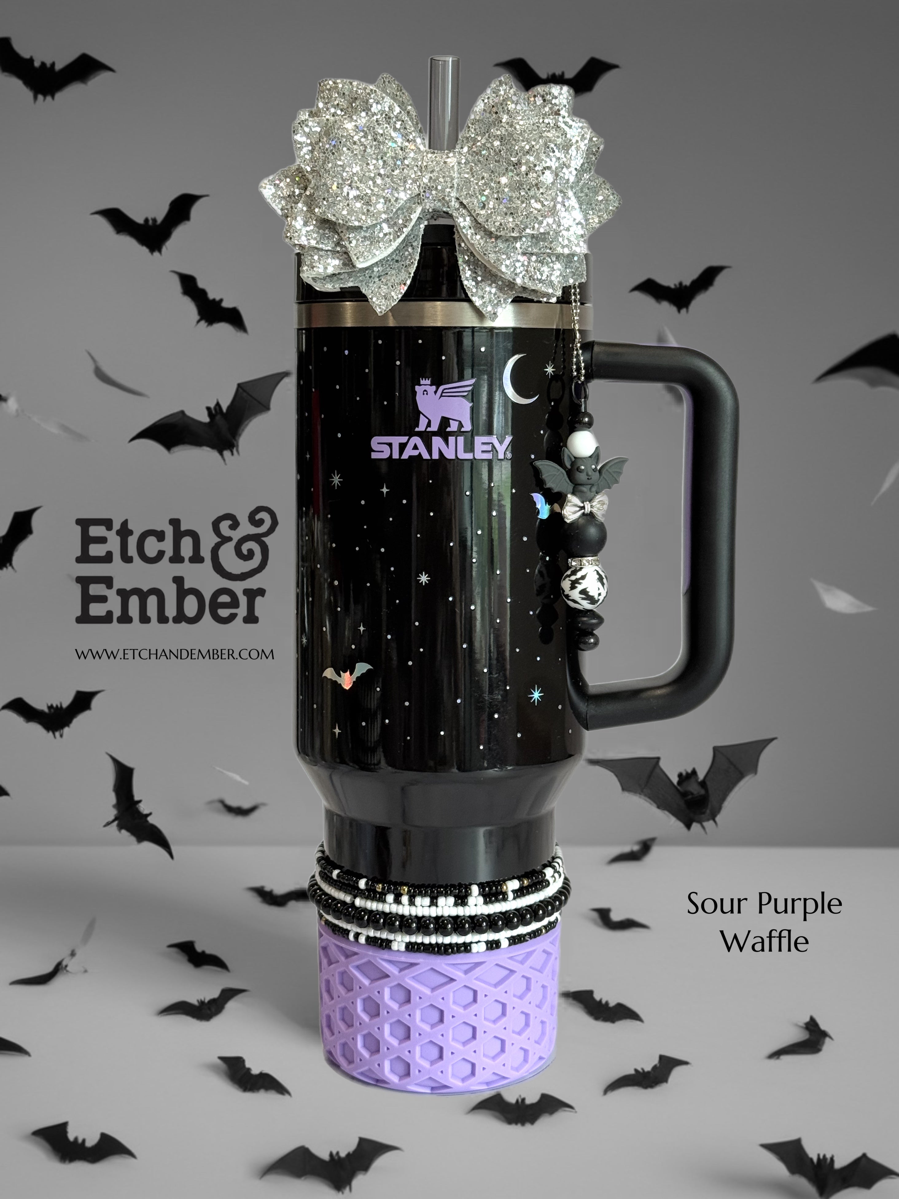 SILVER Glitter Tumbler Bow