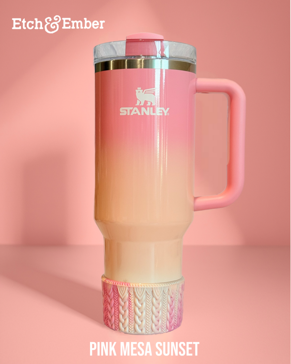Pink Mesa Sunset Macrame  Boot - fits 20-40oz