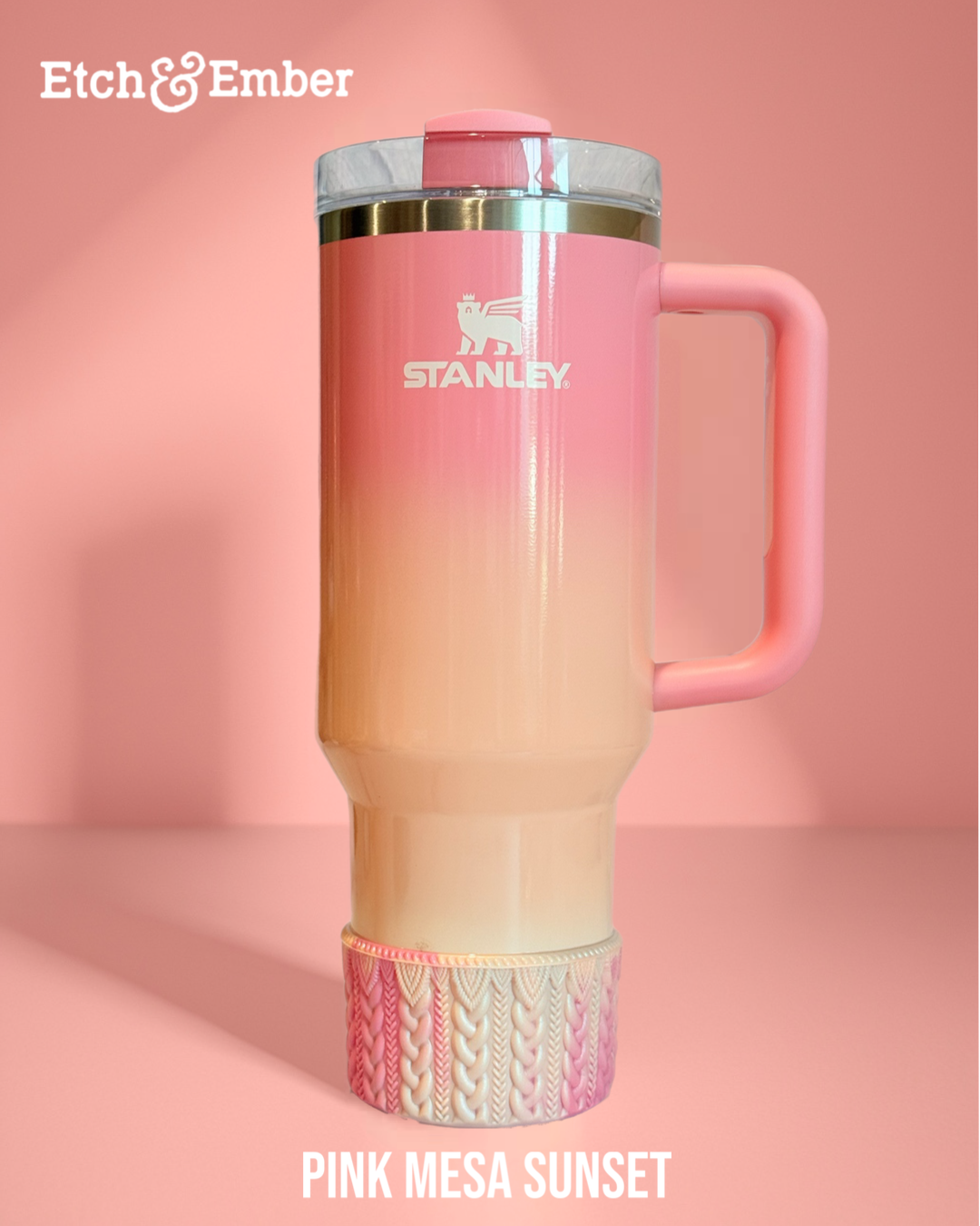 Pink Mesa Sunset Macrame  Boot - fits 20-40oz
