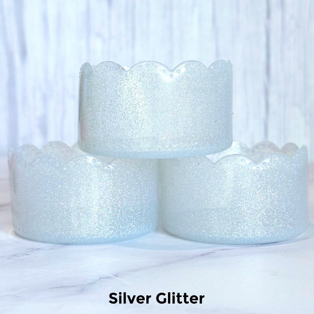 Silver Glitter Scalloped  Boot