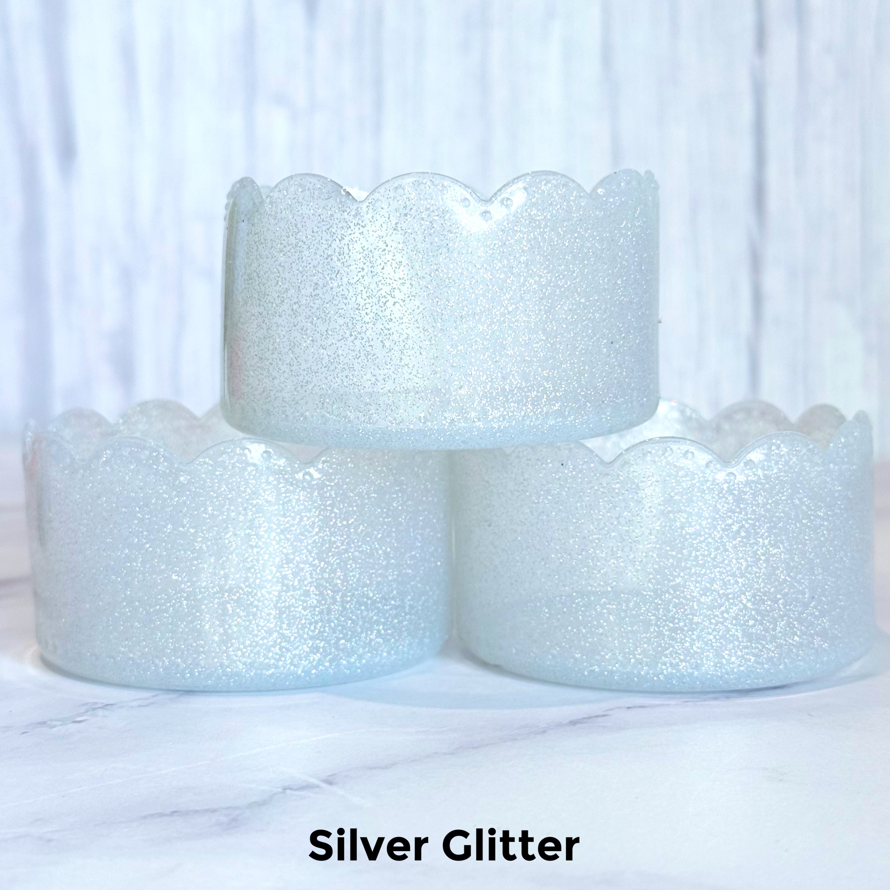 Silver Glitter Scalloped  Boot