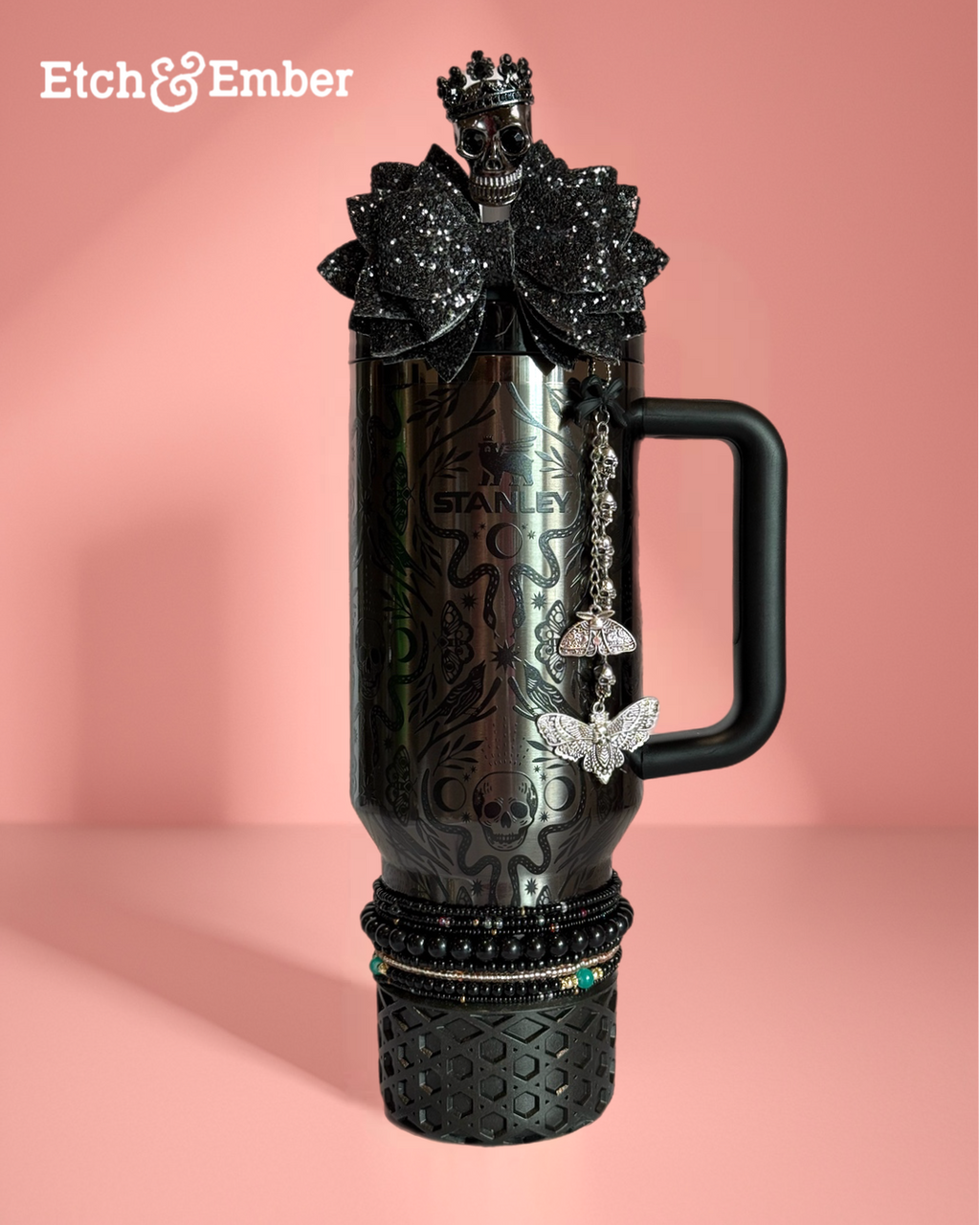 Shadow Moth Damask Charm - Tumbler Handle Charm