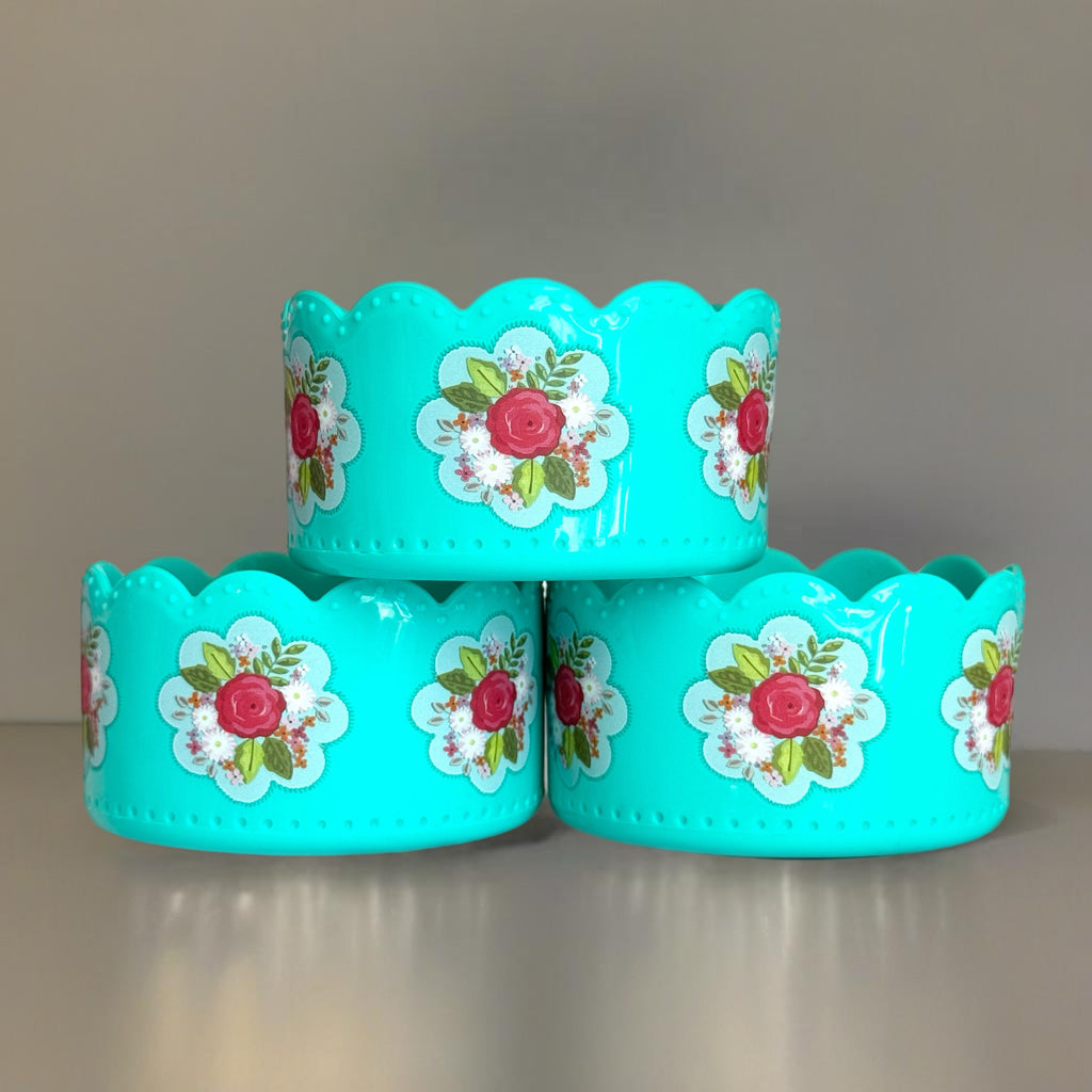 Opal Blue Floral Scallop  Boot