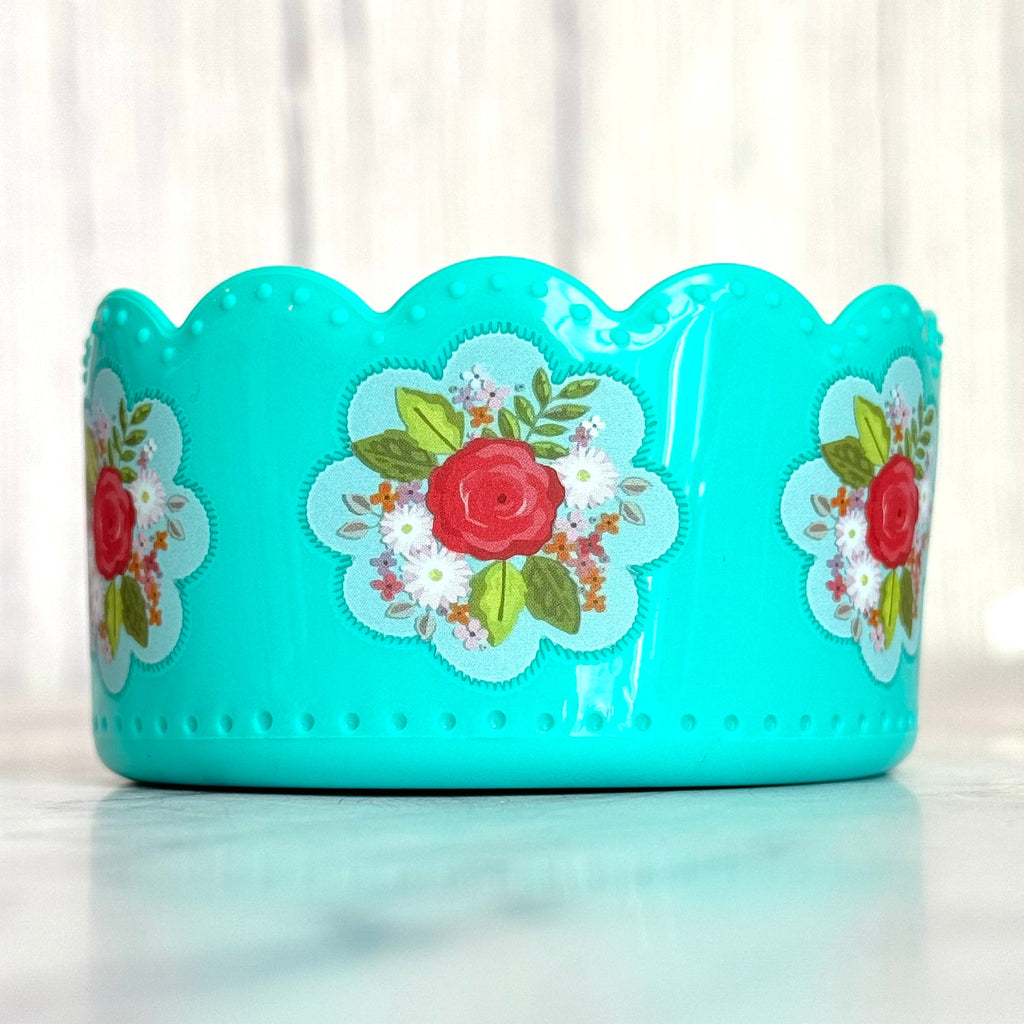 Opal Blue Floral Scallop  Boot