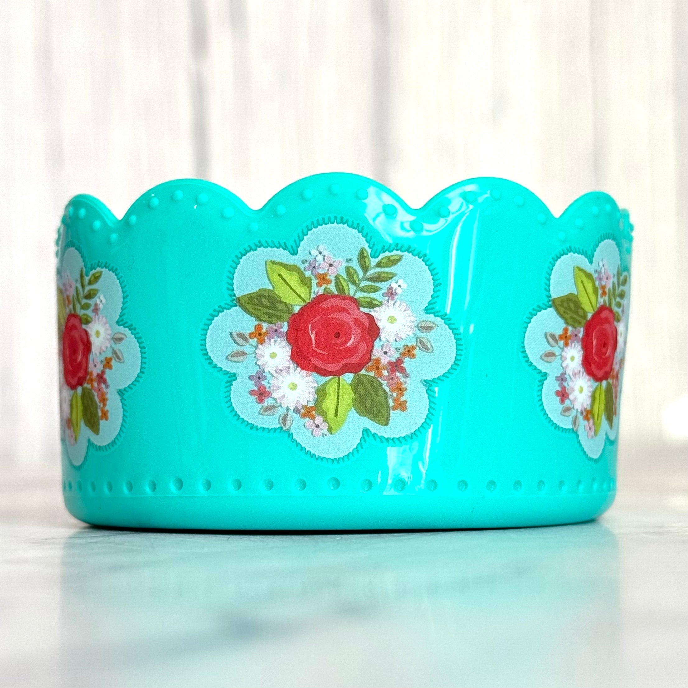 Opal Blue Floral Scallop  Boot