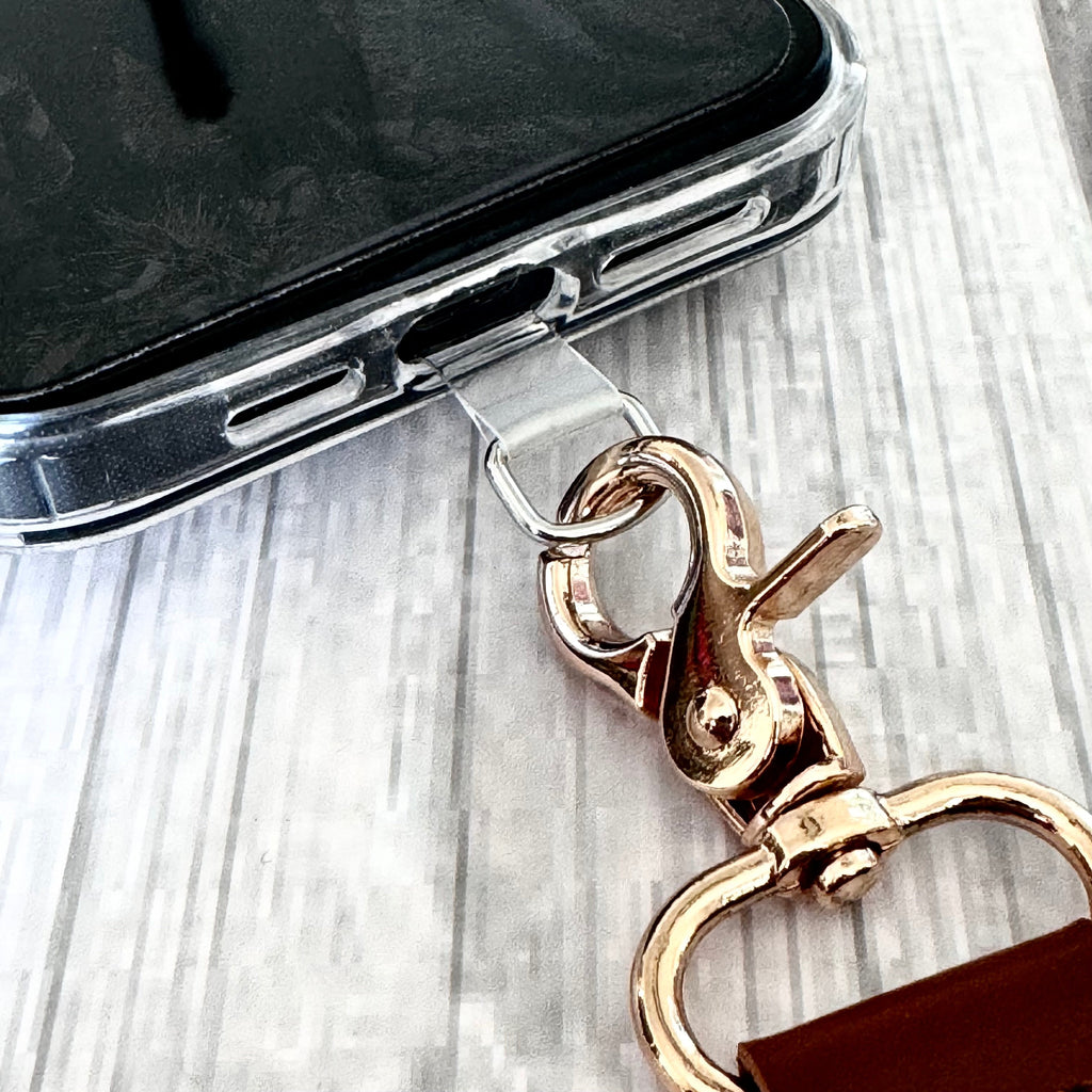Phone Wrist Strap Keychain with Tether Tab - COW PRINT