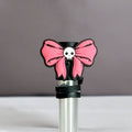 Pink Coquette Skull Straw Topper