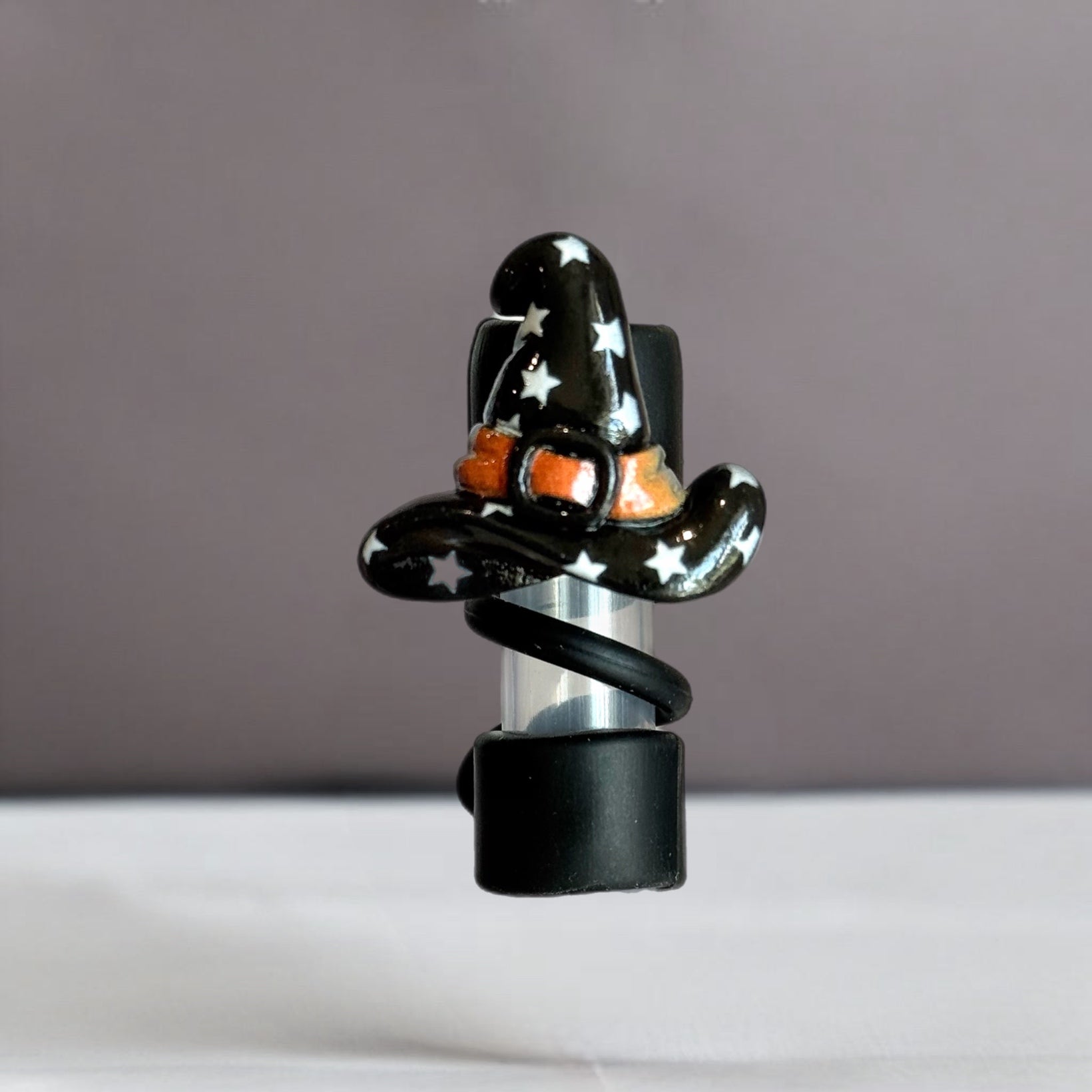 Witch Hat Straw Topper Black