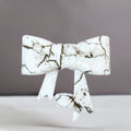 White Marble 3D Bow Straw Topper