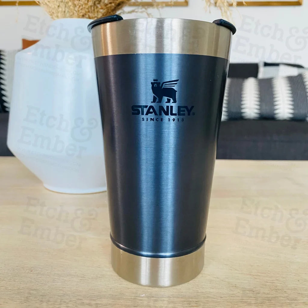 Stanley Classic Stay Chill Vacuum Insulated Pint Glass with Lid, 16oz Stainless Steel Beer Mug with Built-in Bottle Opener